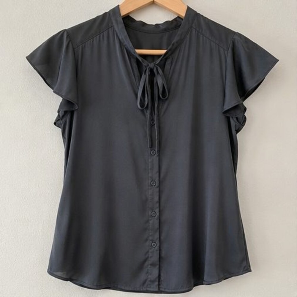 Charcoal Lace Trim Top